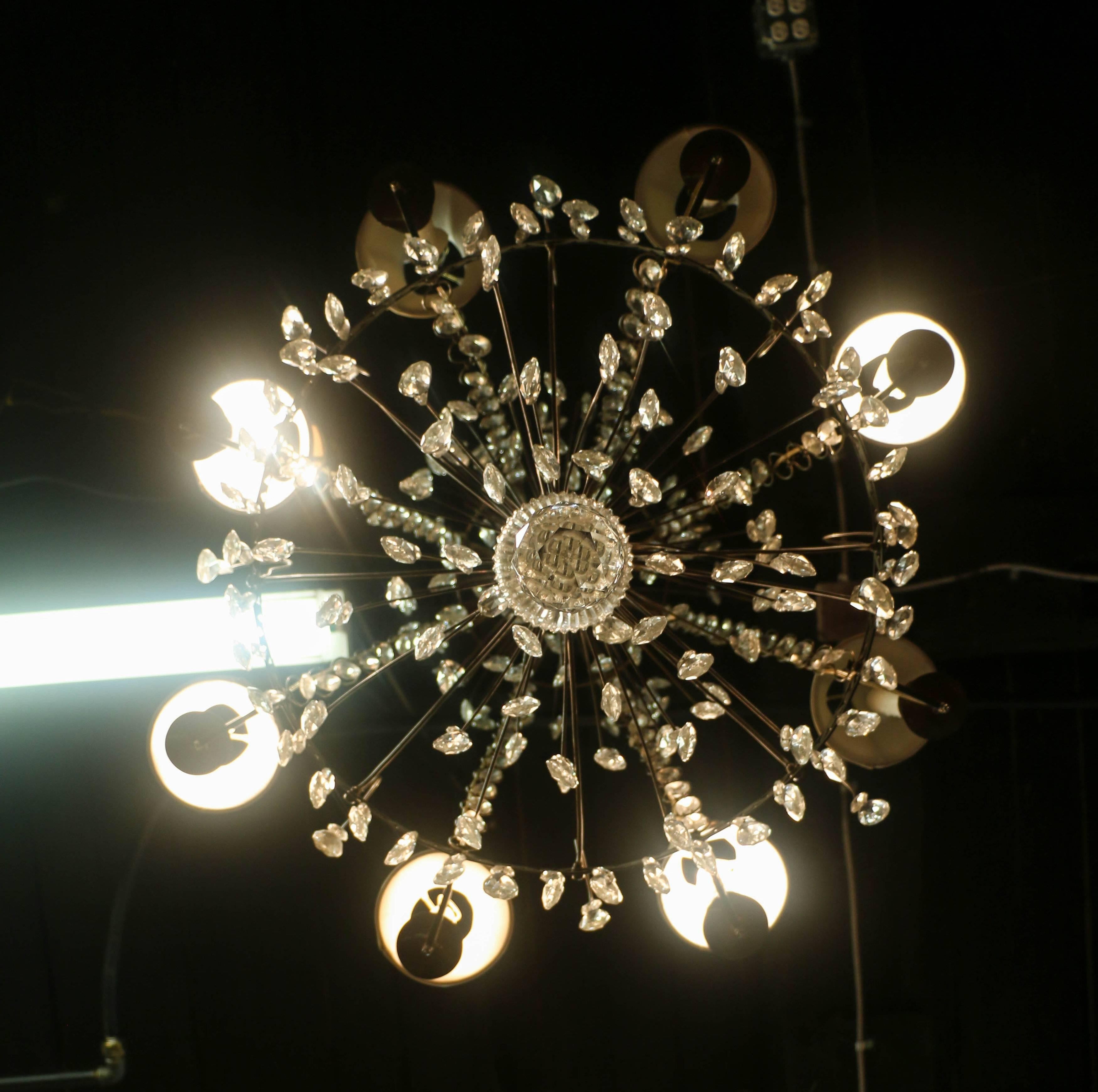 Antique Baltic Style Bronze and Crystal Chandelier, Bagues Quality In Good Condition In Bridgeport, CT