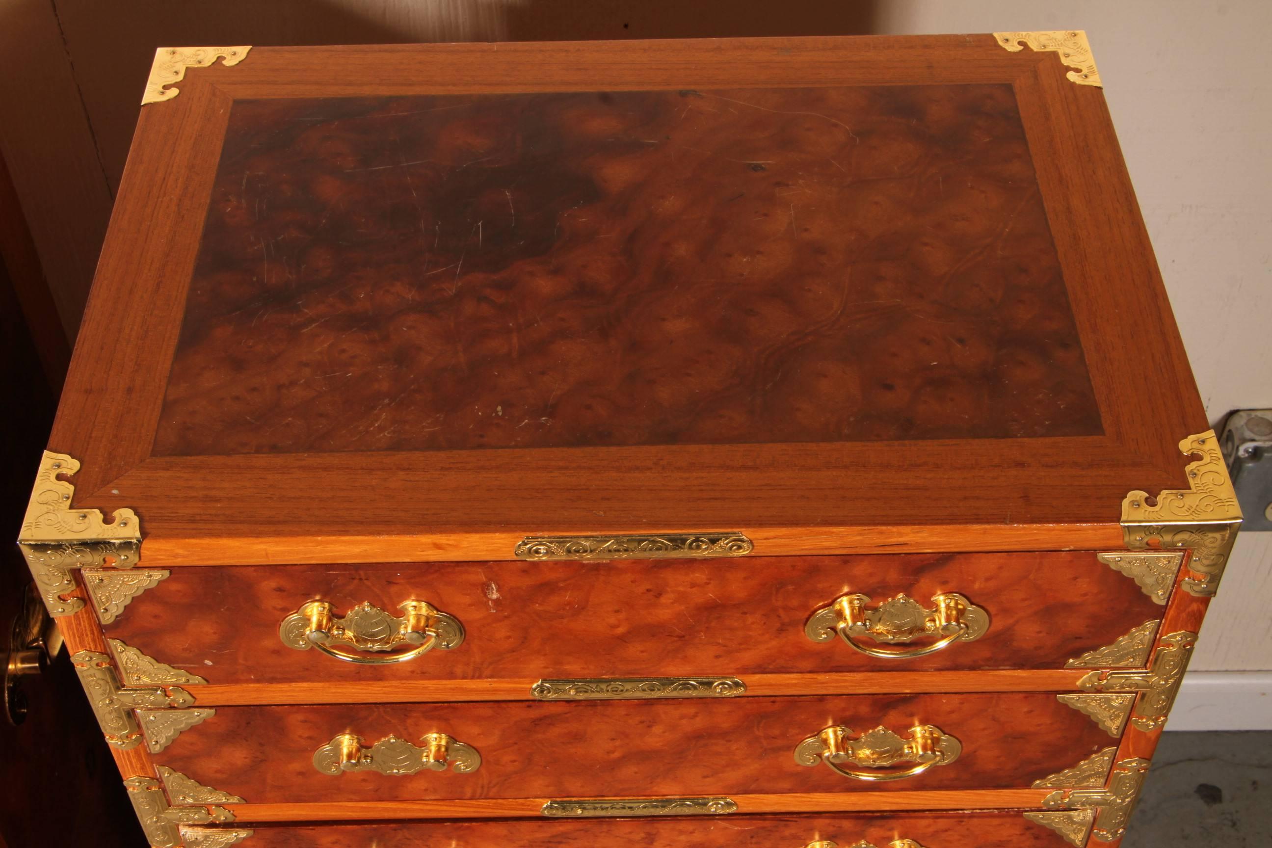 Pair of Korean Matched Silver Chests in Teak and Burl 3