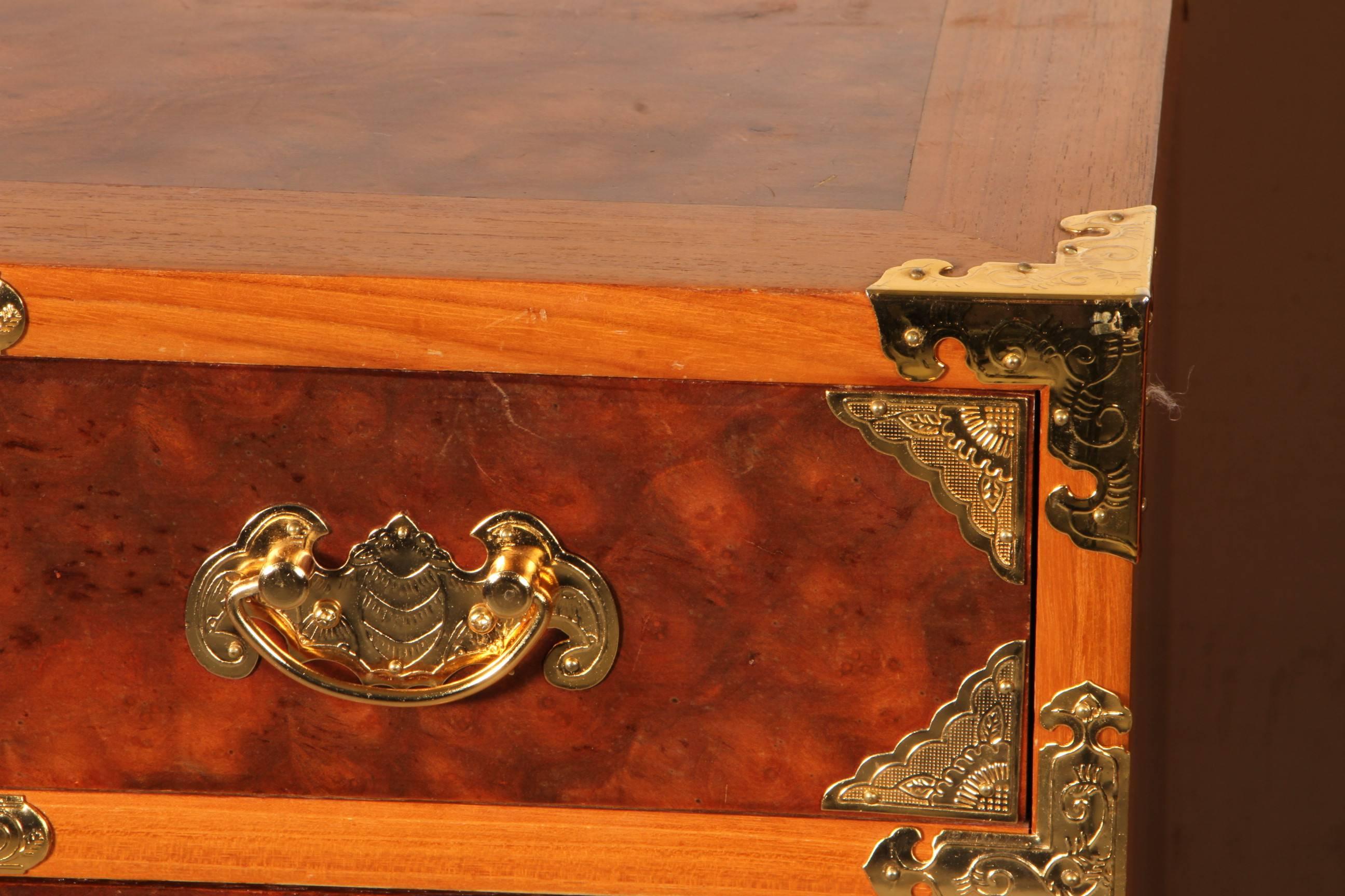 Pair of Korean Matched Silver Chests in Teak and Burl 4