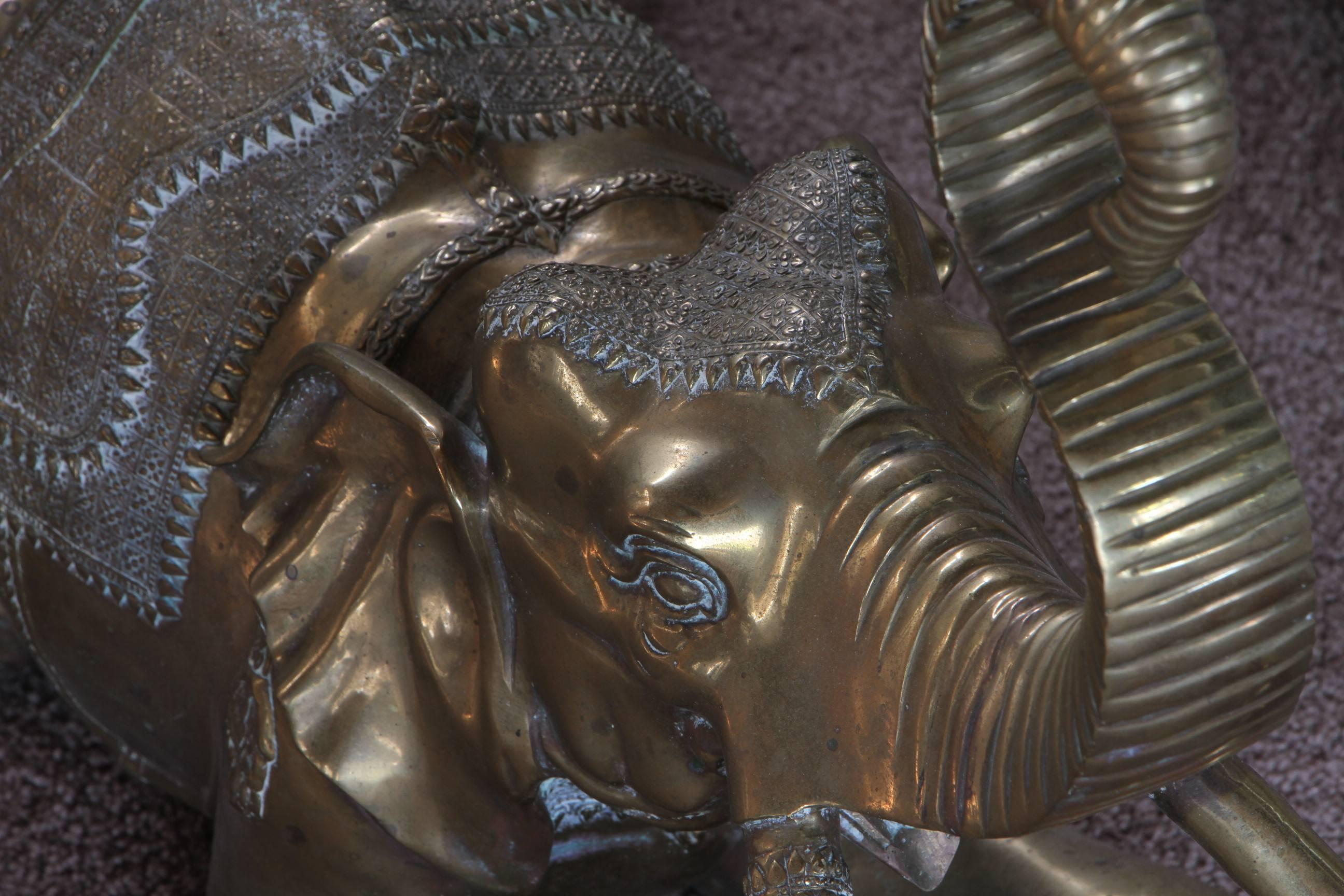 Indian Cast Brass Elephant Sculpture