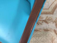Mid-Century Danish Teak and Turquoise Vinyl Club Chair