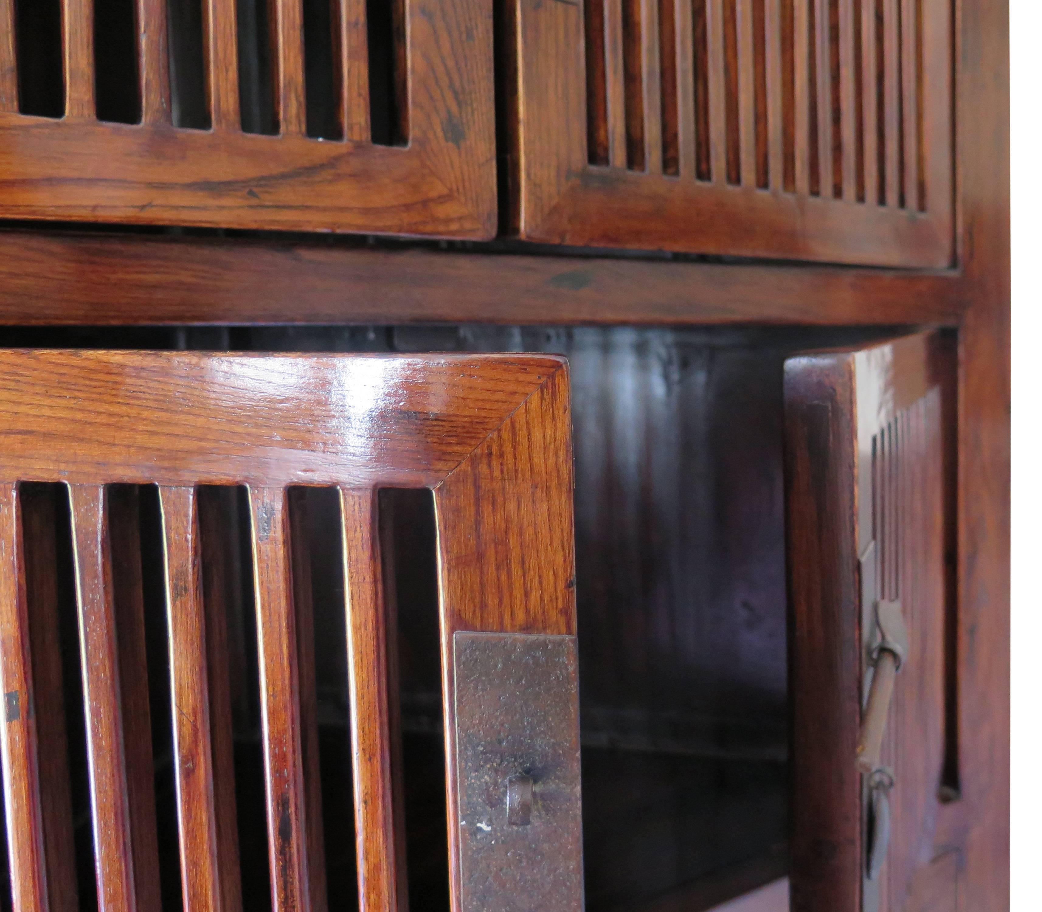 Slatted Wooden Corner Cabinet Set of Two 1