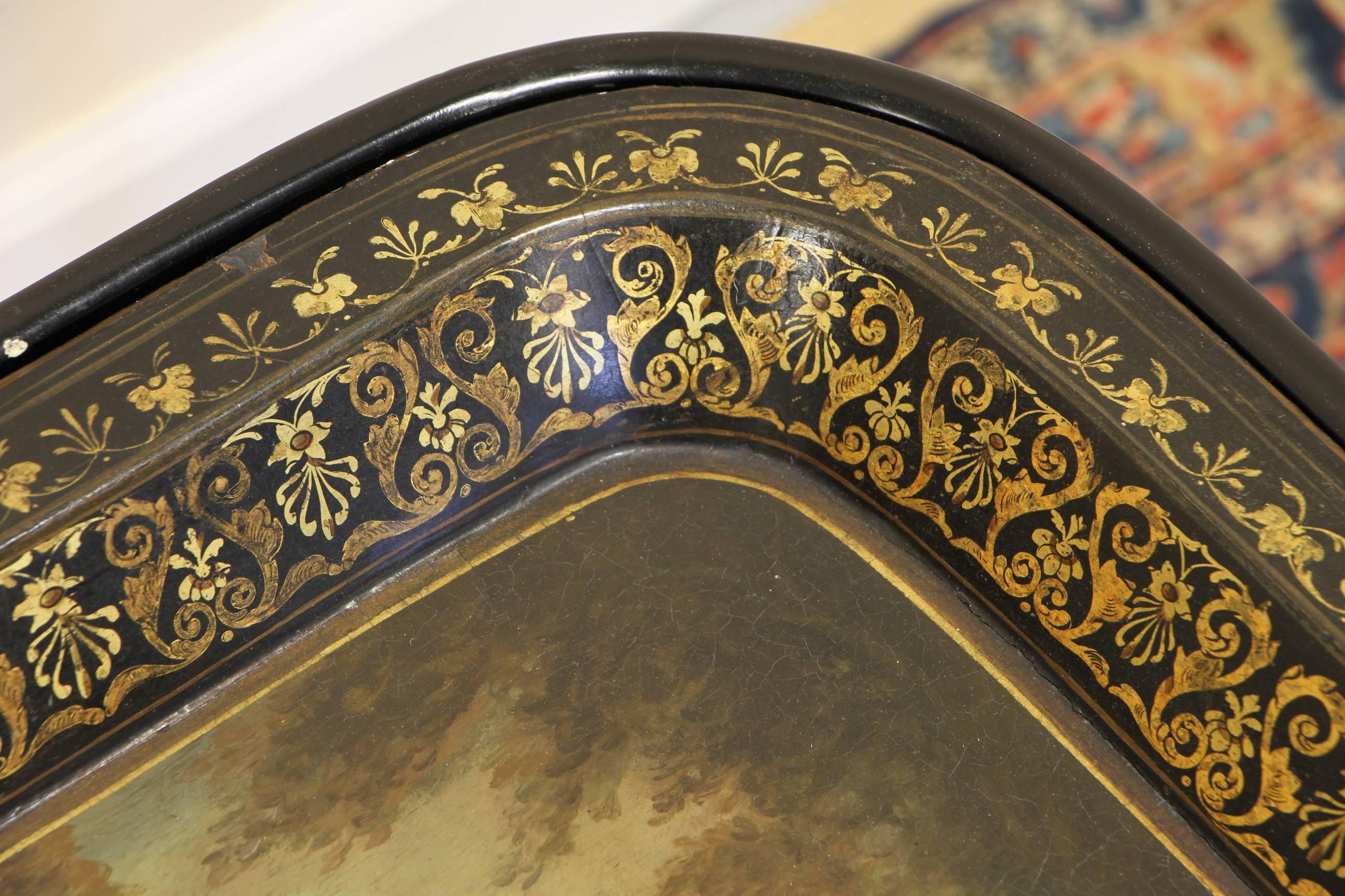 English 19th Century Papier Mâché Tray on Later Regency Style Stand