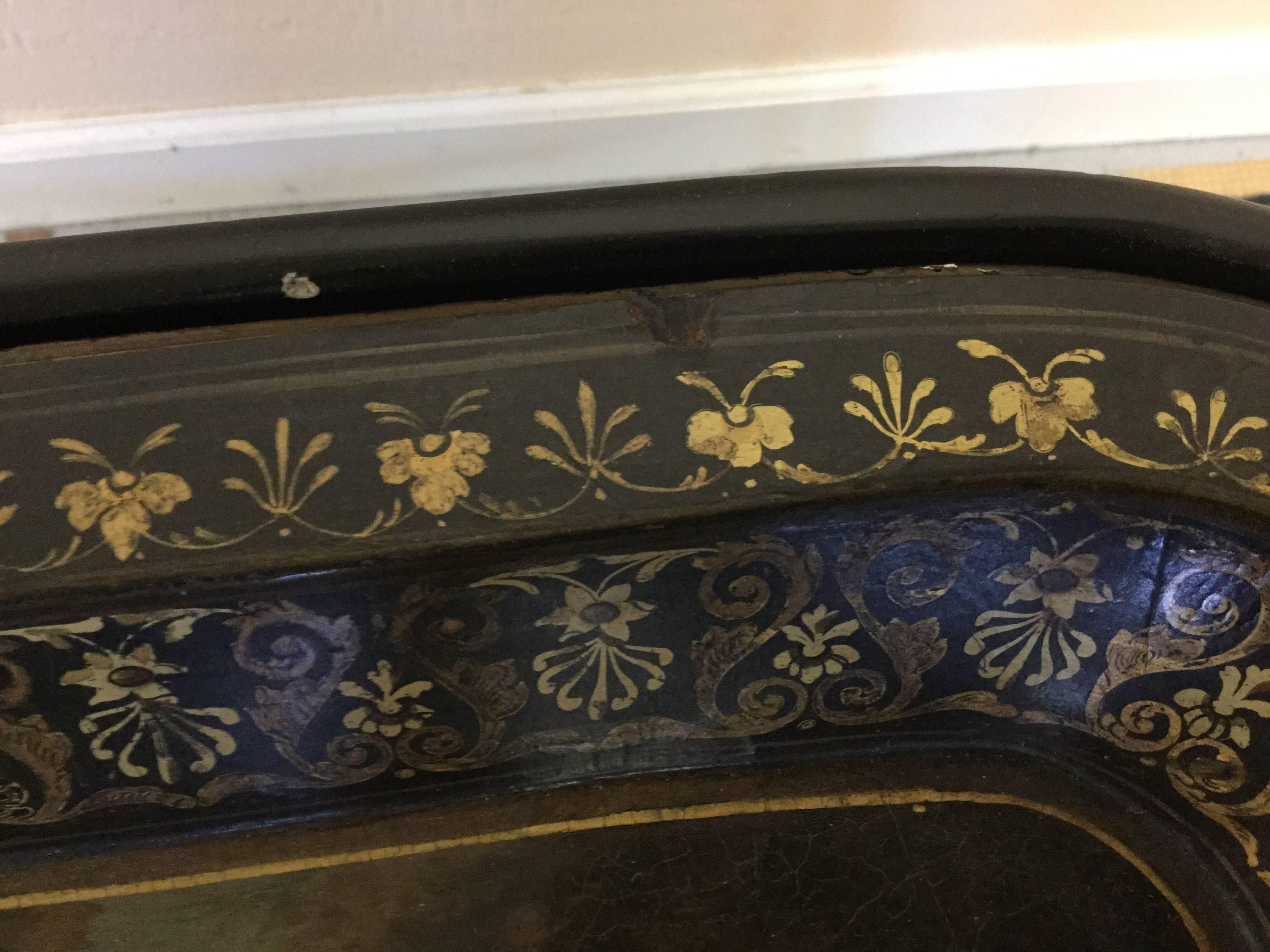 19th Century Papier Mâché Tray on Later Regency Style Stand In Good Condition In Bridgeport, CT