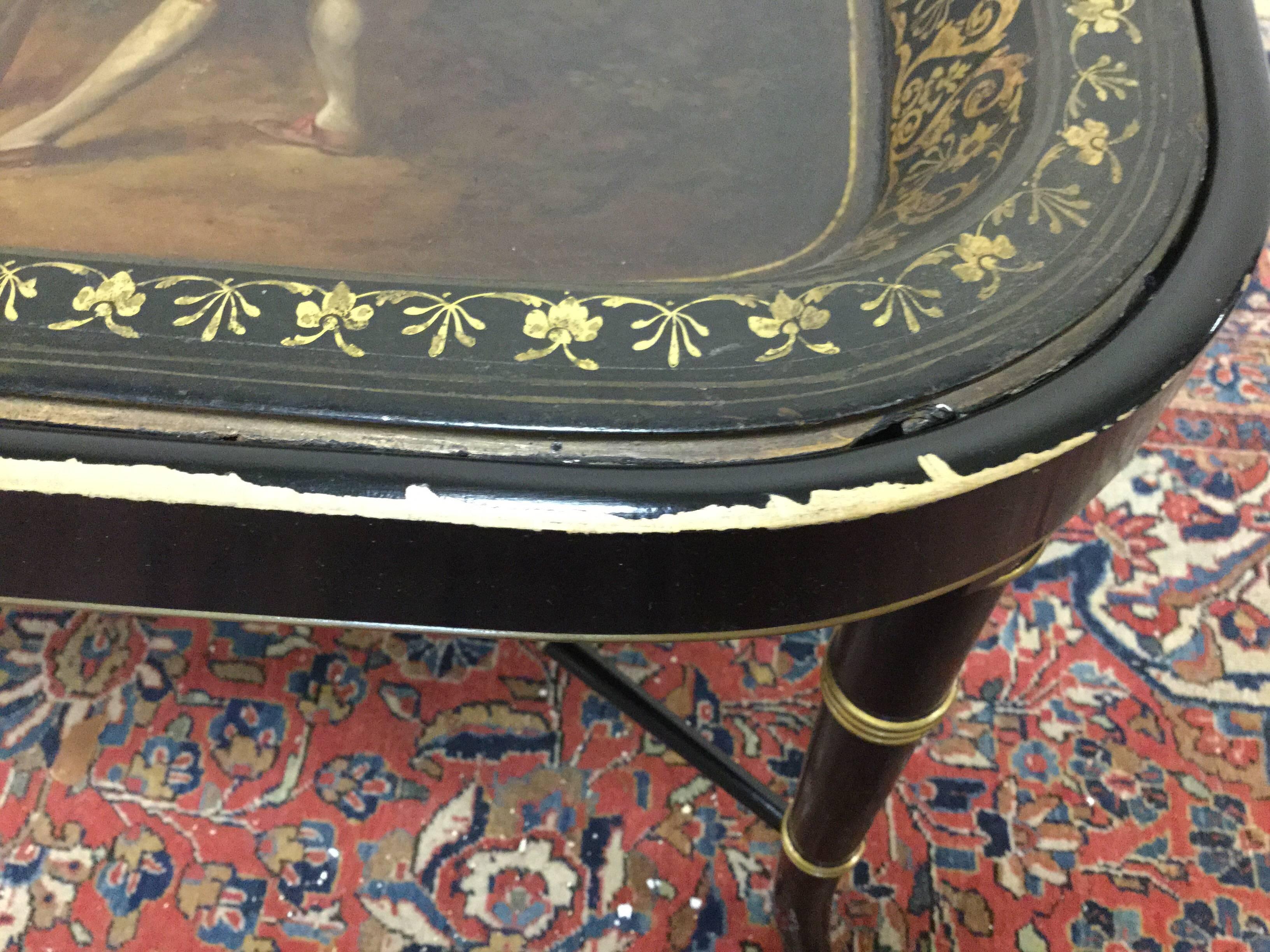 19th Century Papier Mâché Tray on Later Regency Style Stand 2