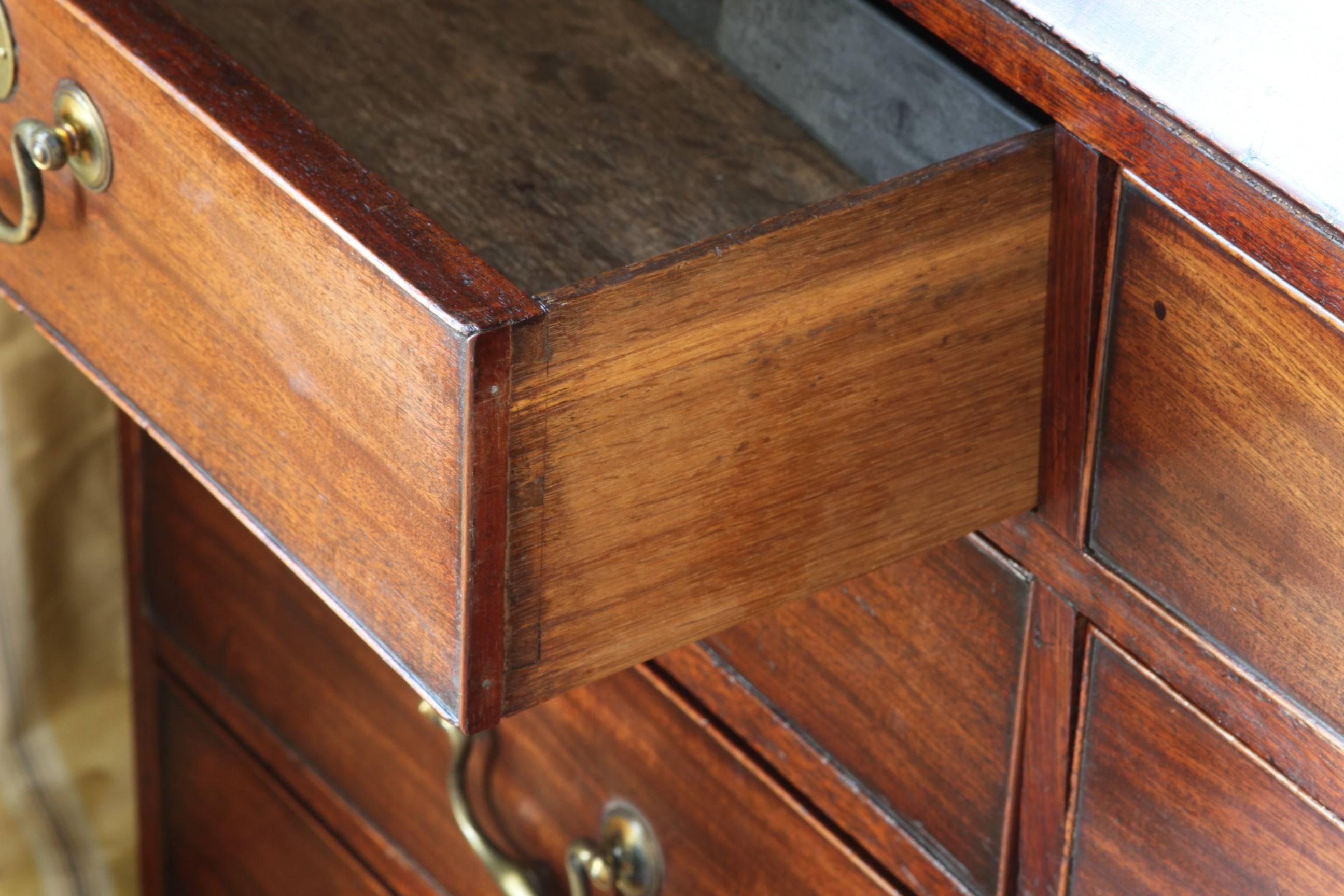 American Classical Antique American Mahogany Secretary Bookcase, circa 1760-1770