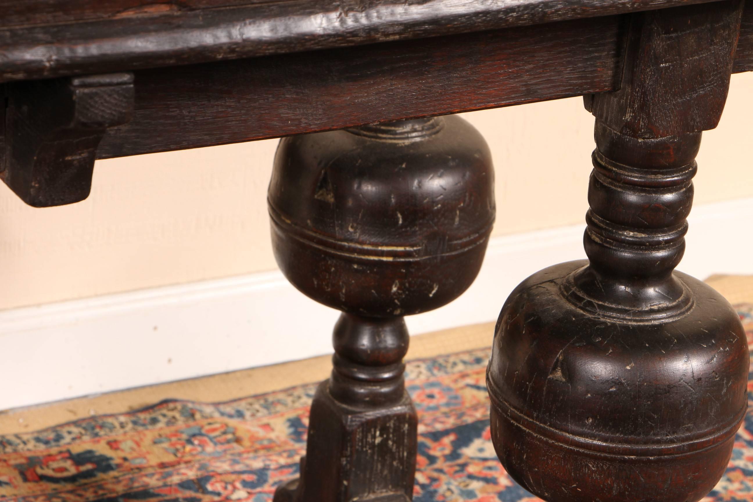 English Antique Jacobean Style Oak Library Refectory Table