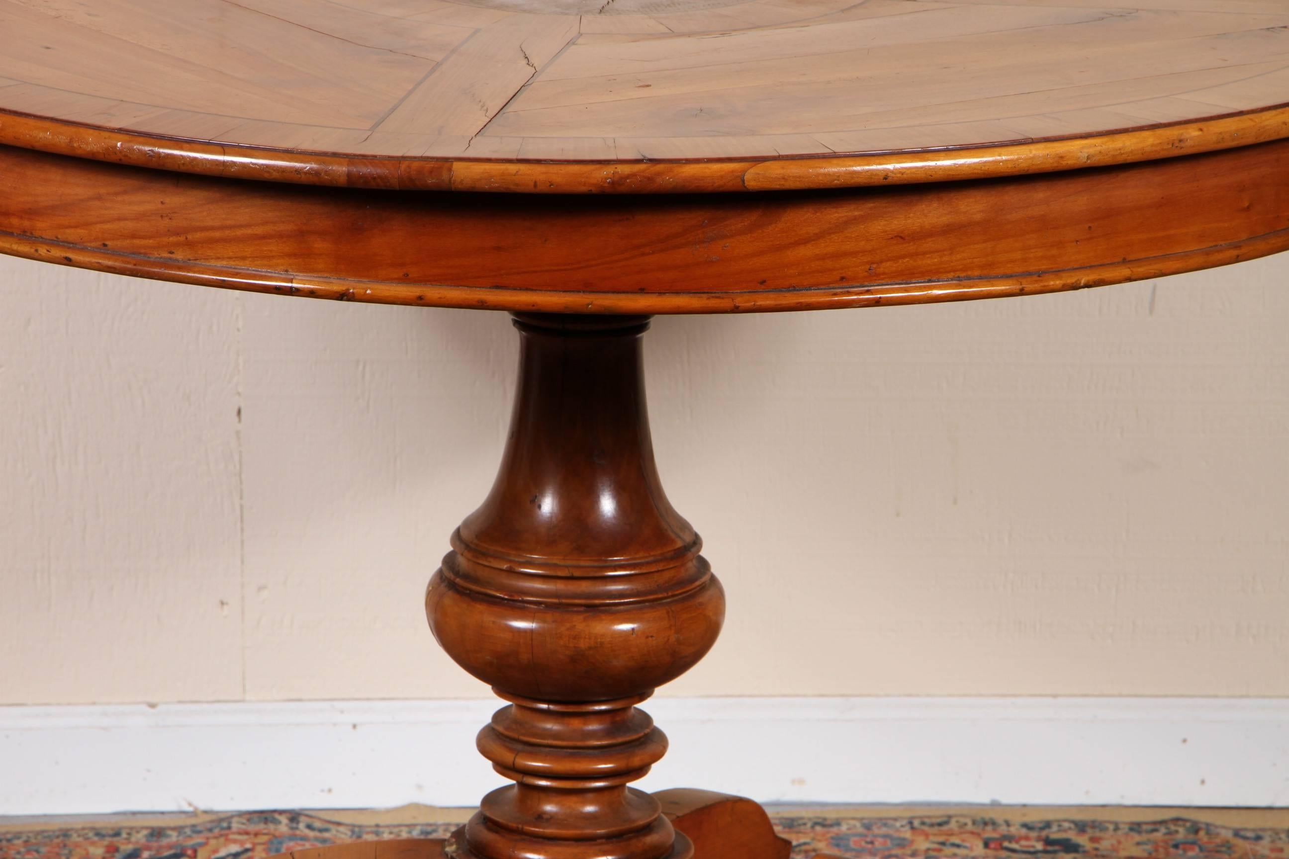 Regency Antique Continental Walnut Inlaid Center Table
