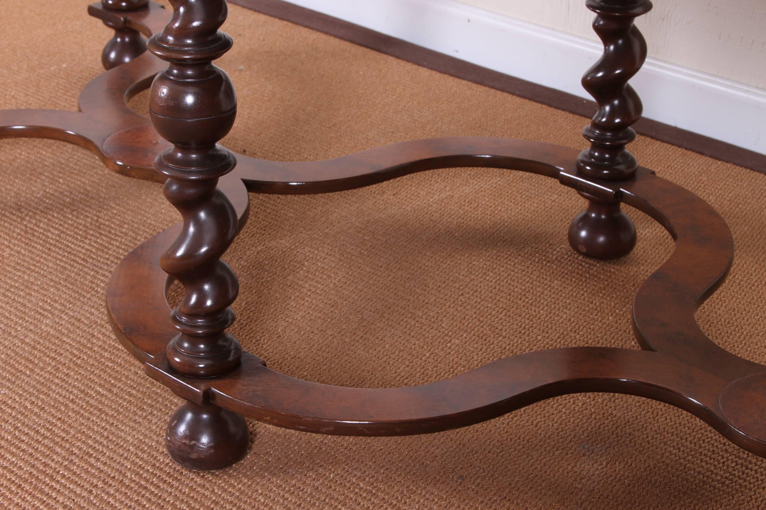Unknown Inlaid Walnut William and Mary Console Table with Barley-Twist Base