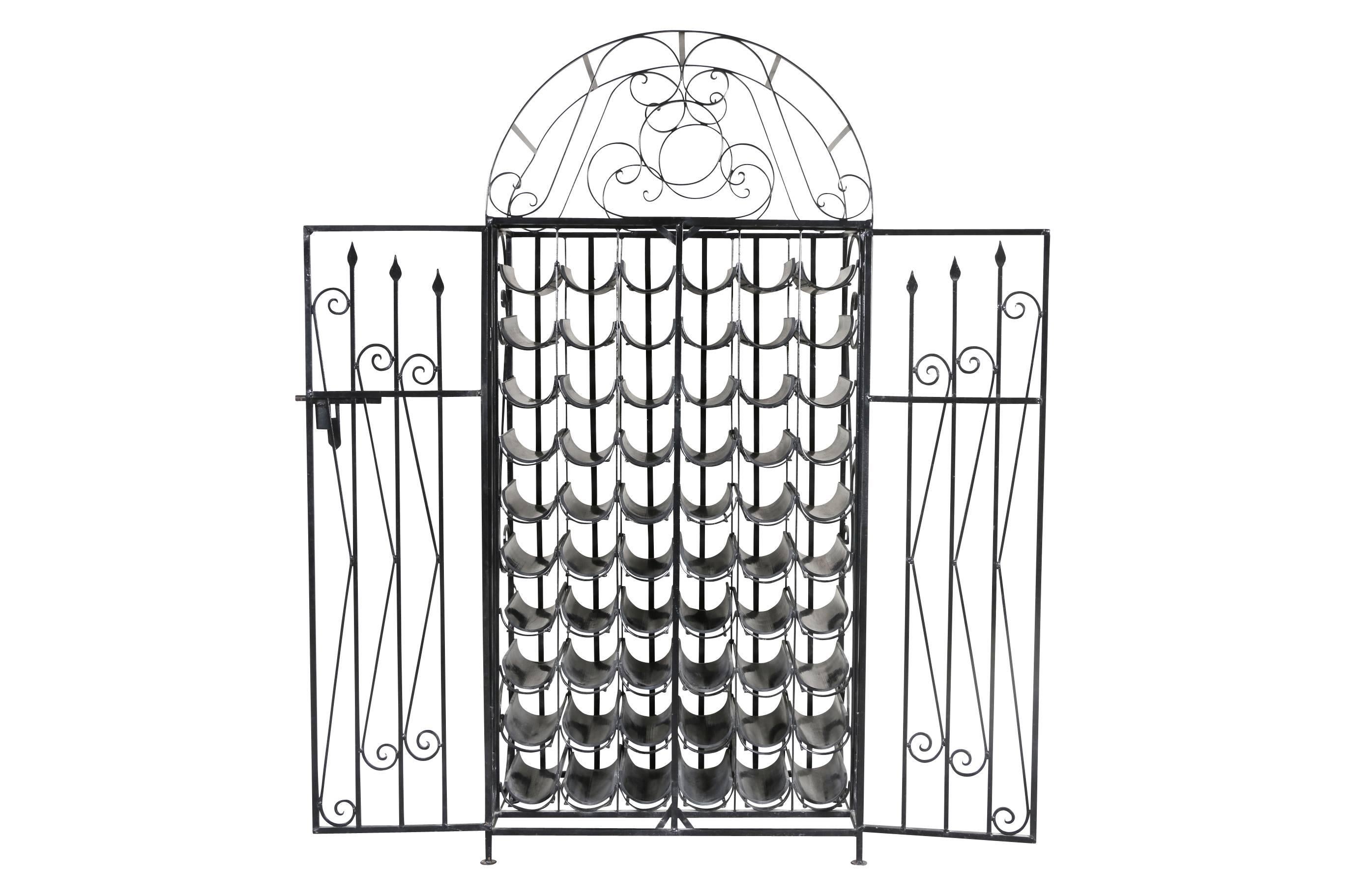 Iron Wine Cabinet with Scrolled Decorative Arbor Top 2