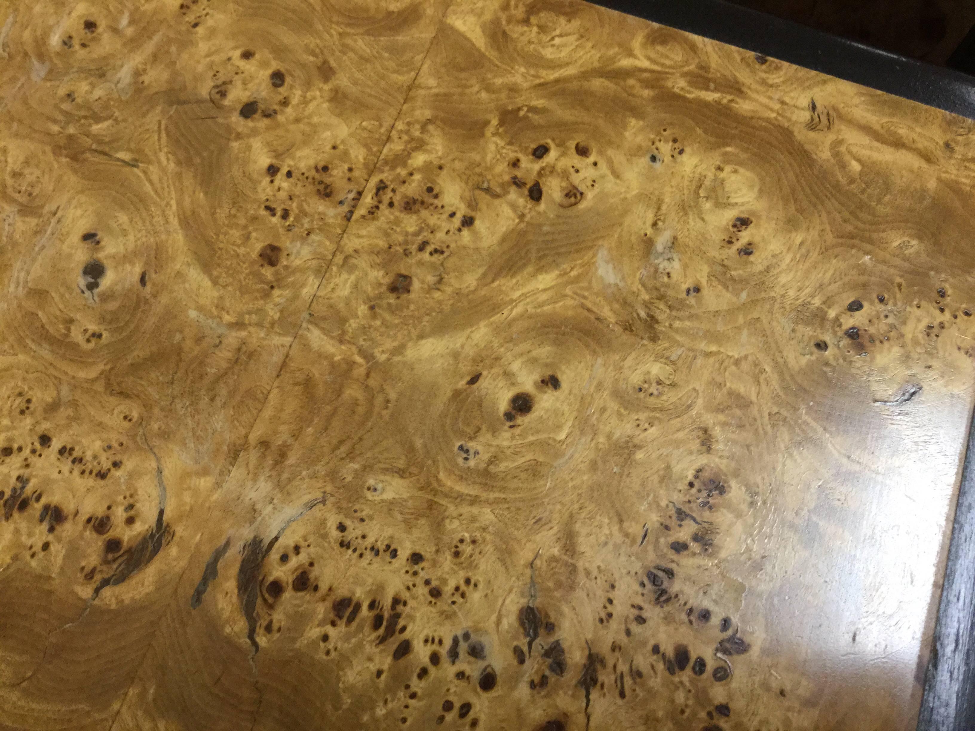 20th Century Mid-Century Campaign Style Burl End Table, Pair