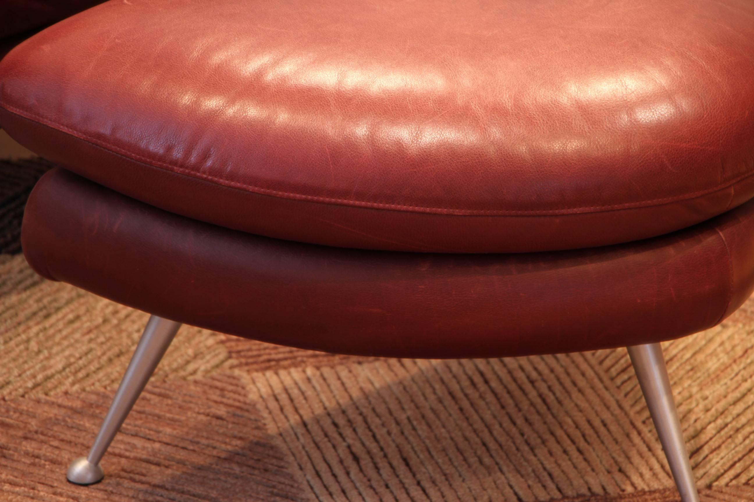 Mid-Century Modern Leather Jetson Chair and Ottoman by Rolf Benz for Cy Mann