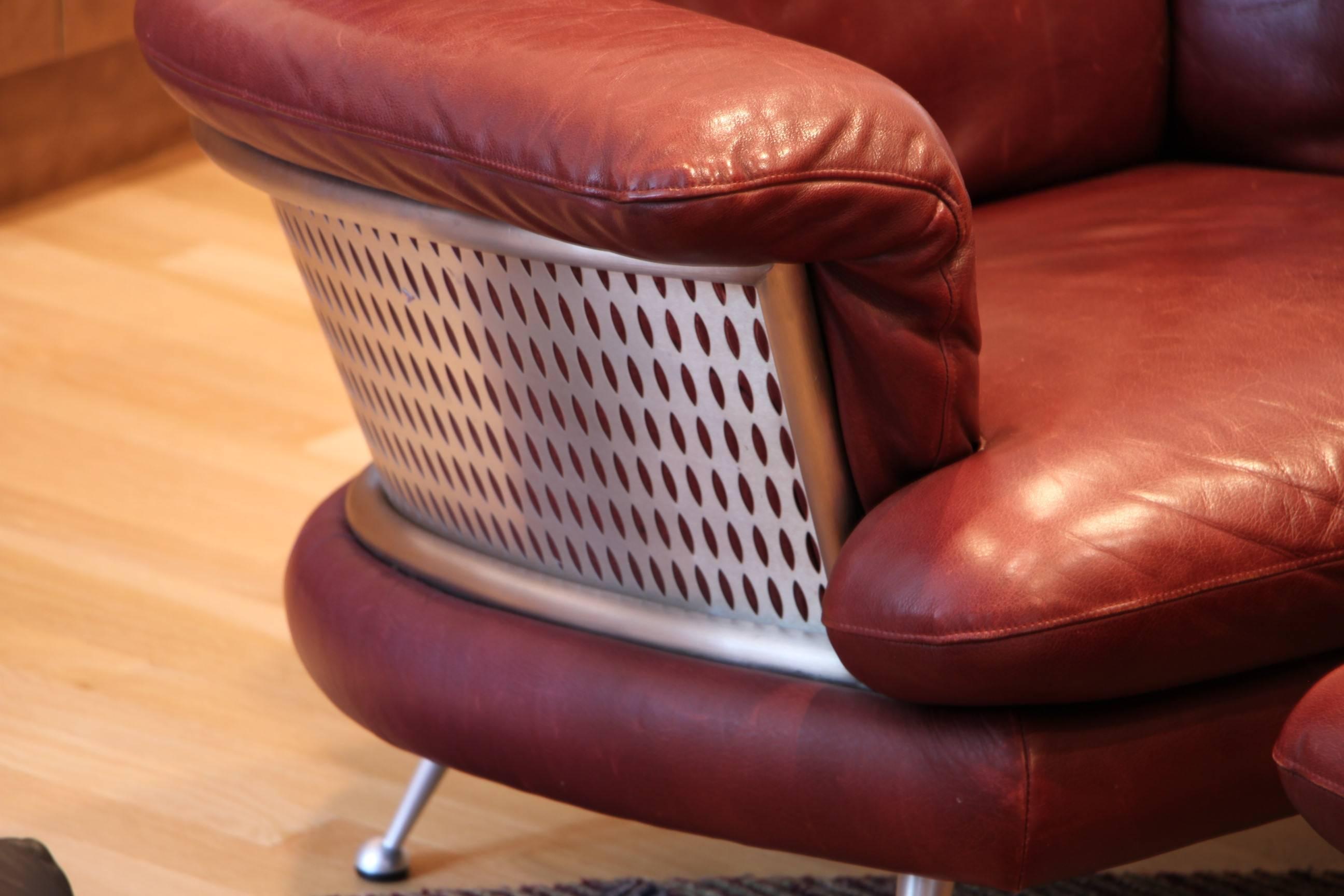 20th Century Leather Jetson Chair and Ottoman by Rolf Benz for Cy Mann
