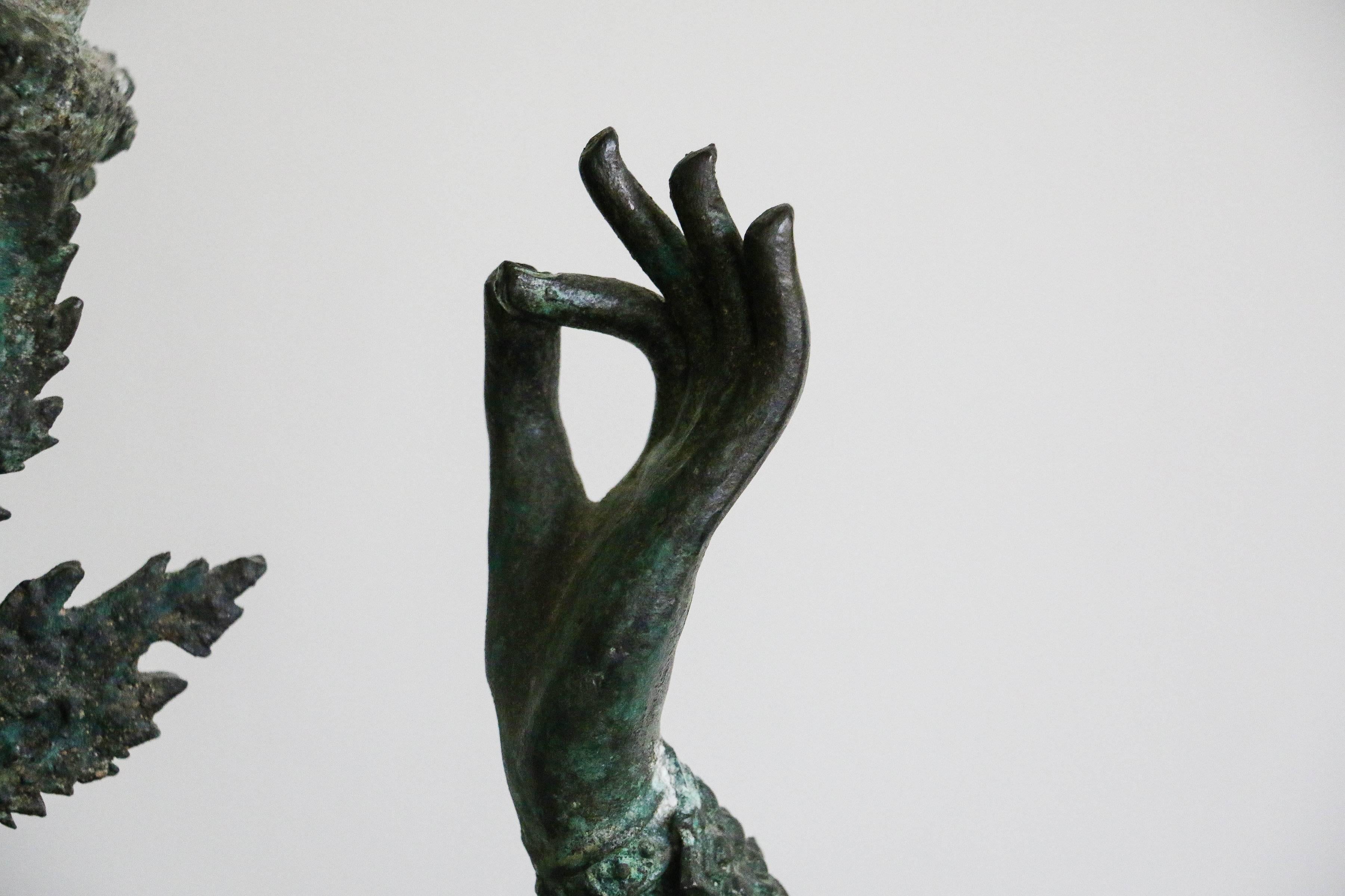 Cambodian Antique Asian Bronze Statue of an Archer