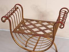 Vintage Italian Gold Paint Decorated Iron Bench