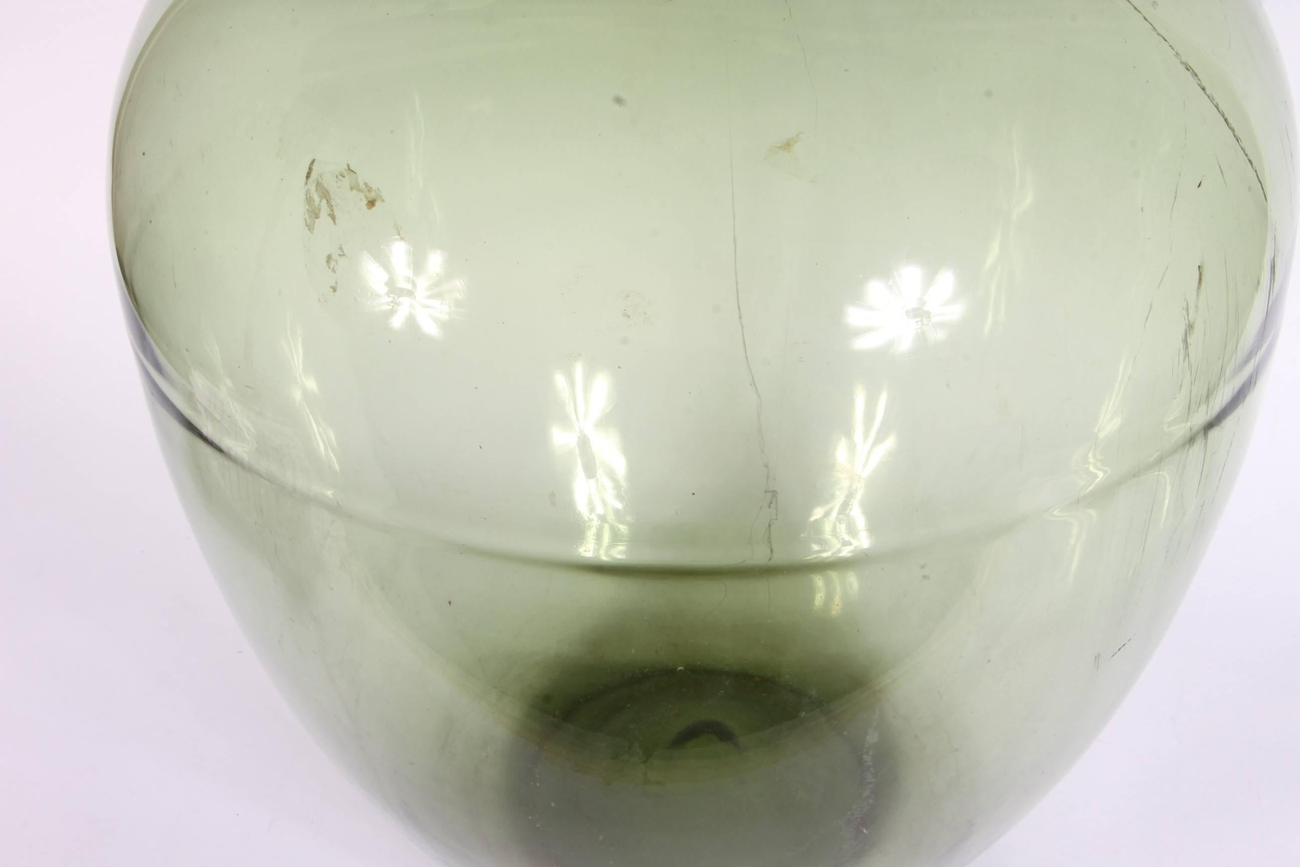 Hand-Crafted Oversized 16th-18th Century European Green Glass Demi John For Sale