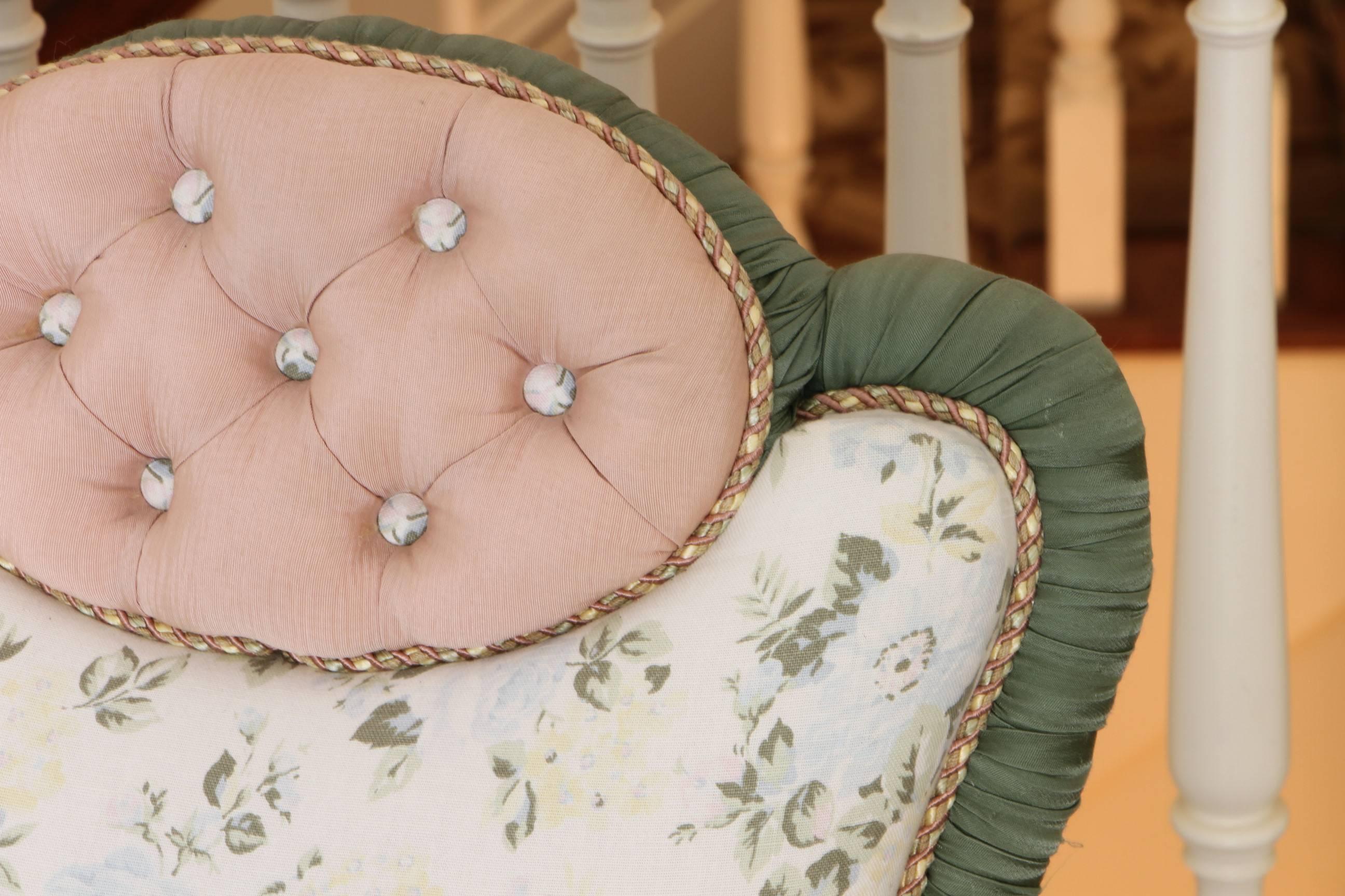 Edwardian Pair of Antique Custom Upholstered Slipper Chairs