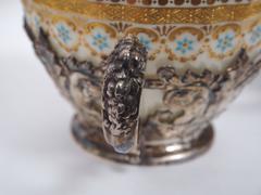 Set of 12 Tiffany Sterling Silver Holders with Lenox Liners, circa 1900