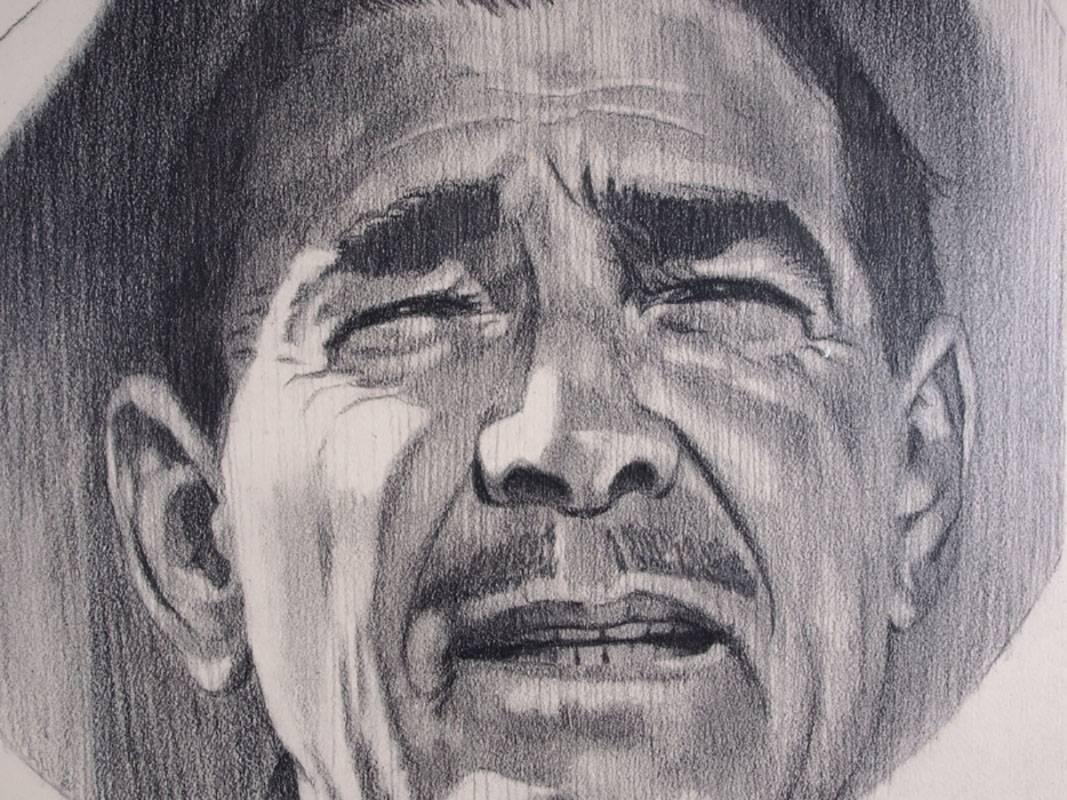 American Kenneth Wenning Original Charcoal with Clark Gable Movie Profiles, Pencil Signed