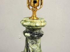 Pair of Green Veined Marble Baluster Lamps