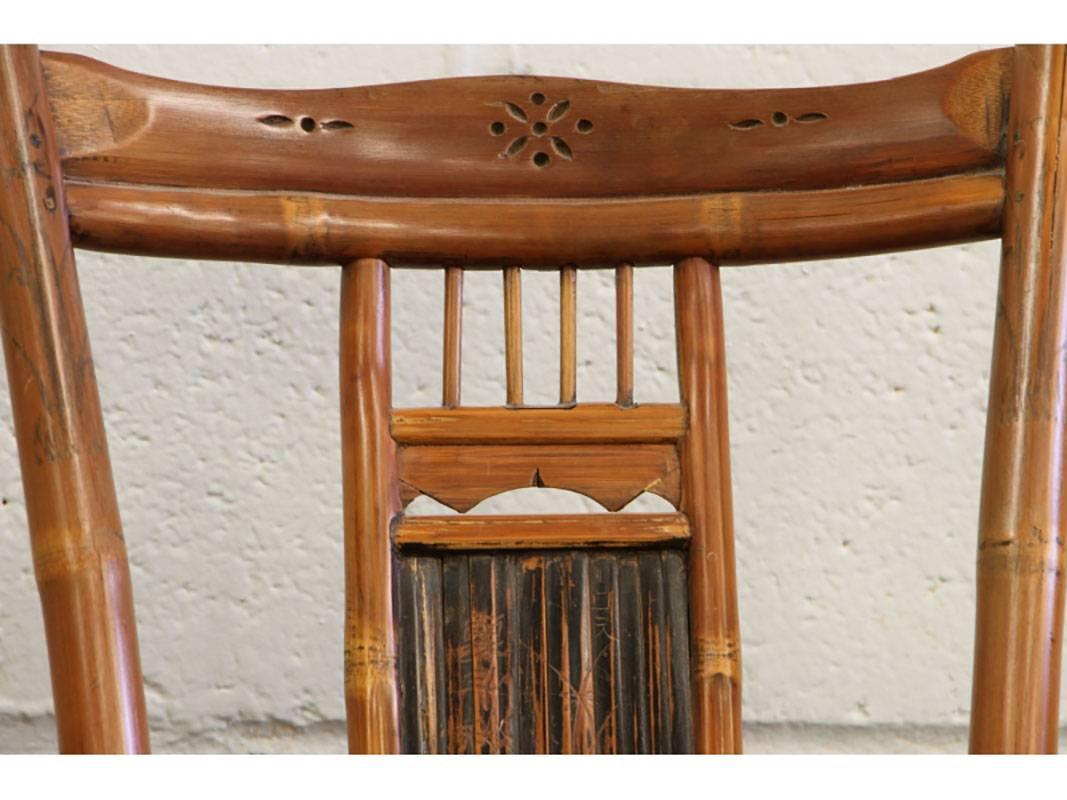 Chinese Export Pair of Antique Chinese Bamboo Child's Chairs