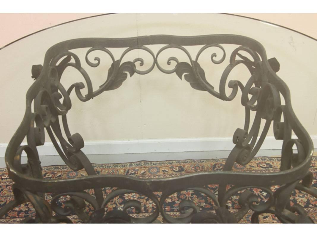 Vintage Wrought Iron Wine/ Center Table with Glass Top In Good Condition In Bridgeport, CT