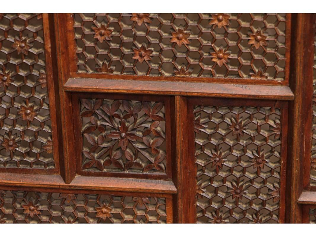 Unusual and Fine Moroccan Antique Four-Panel Screen In Good Condition In Bridgeport, CT