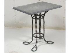 French Industrial Style Cafe Table with Stone Top