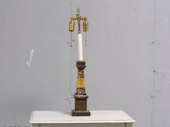 19th Century Italian Specimen Marble Candlestick Lamp