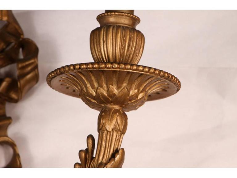 Pair of Antique Bronze Foliate Wall Sconces For Sale at 1stdibs