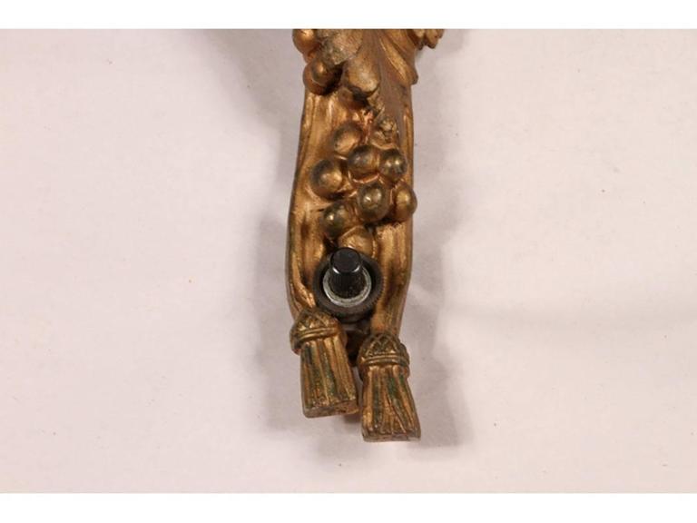Pair of Antique Bronze Foliate Wall Sconces For Sale at 1stdibs