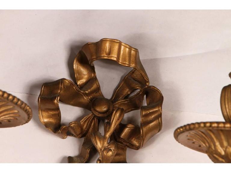 Pair of Antique Bronze Foliate Wall Sconces For Sale at 1stdibs