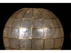 Classic Mid-Century Capiz Shell Globe, Pair
