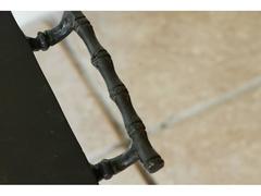 Faux Bamboo Bronze Side Table with Tray