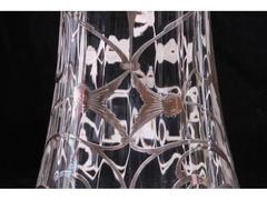 Large Antique Silver Overlay Trumpet Vase