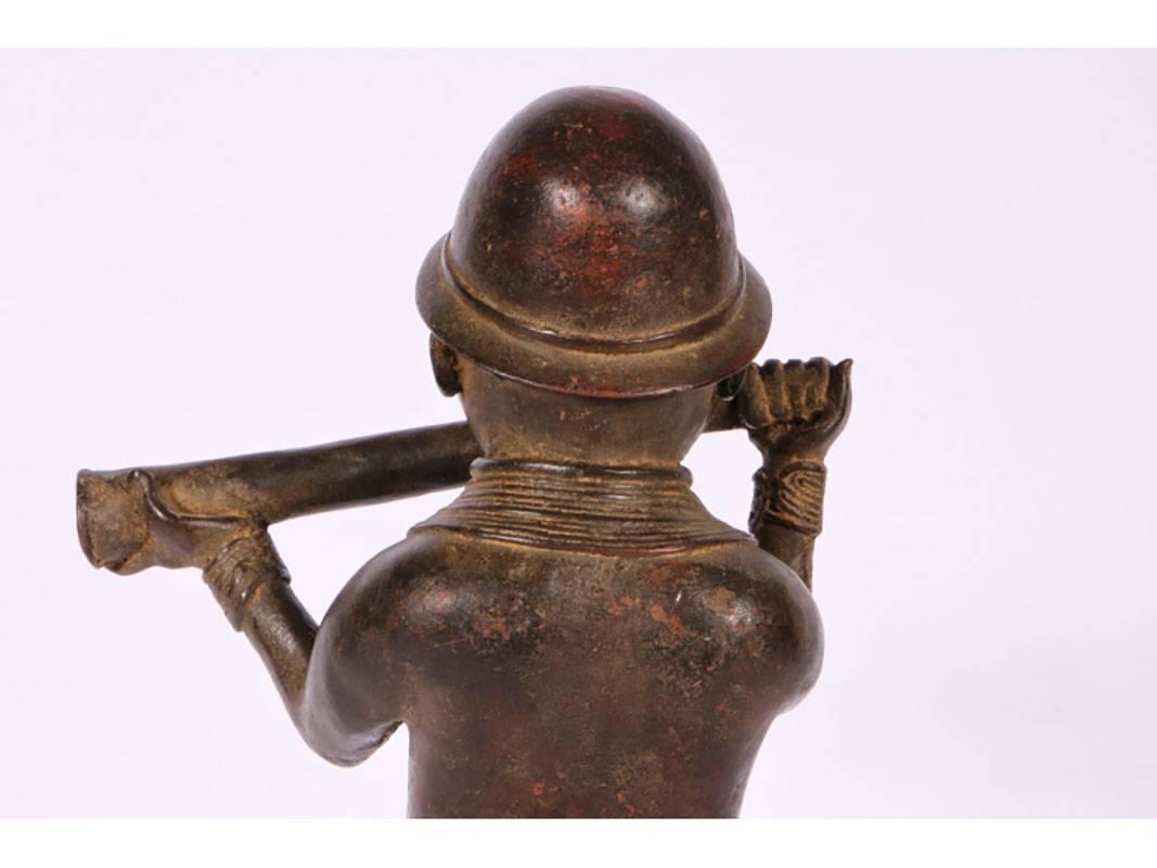 Tribal African Benin Style Bronze Figure of an Oliphant Player
