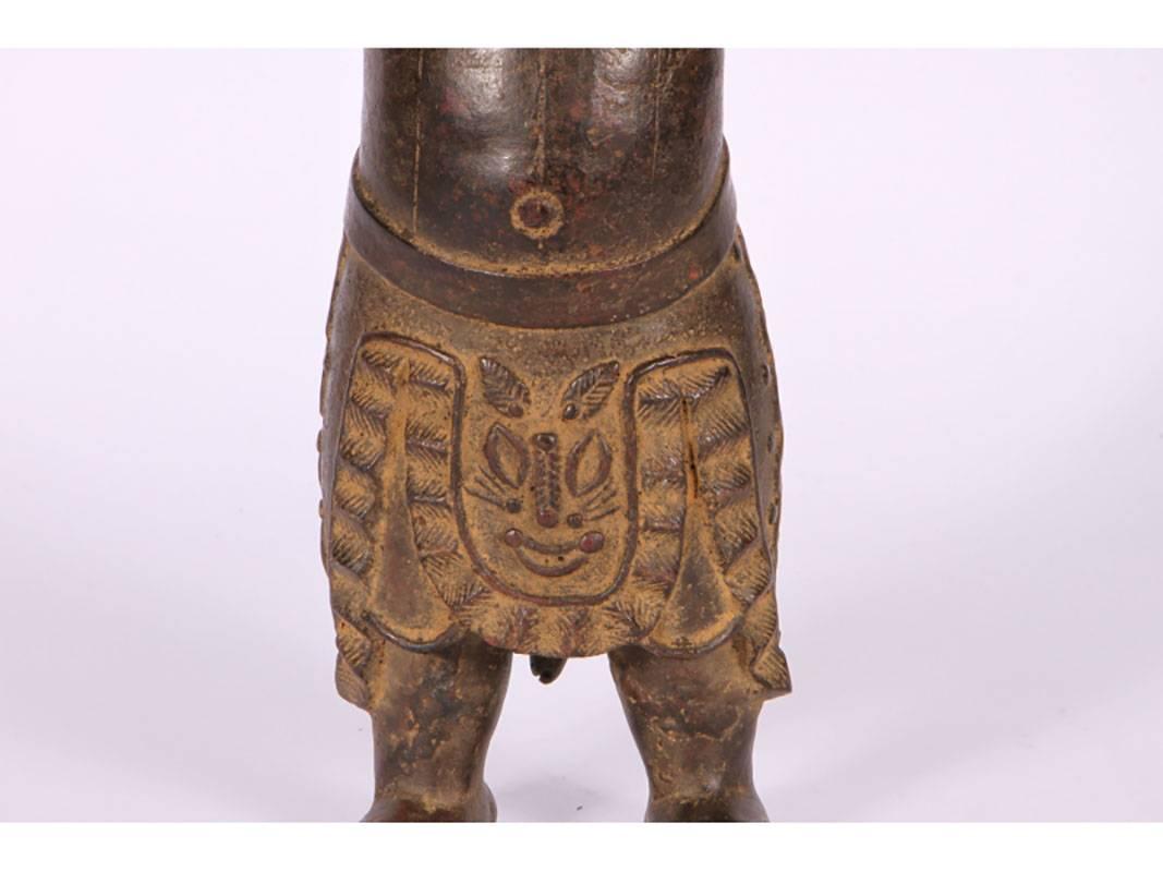 20th Century African Benin Style Bronze Figure of an Oliphant Player