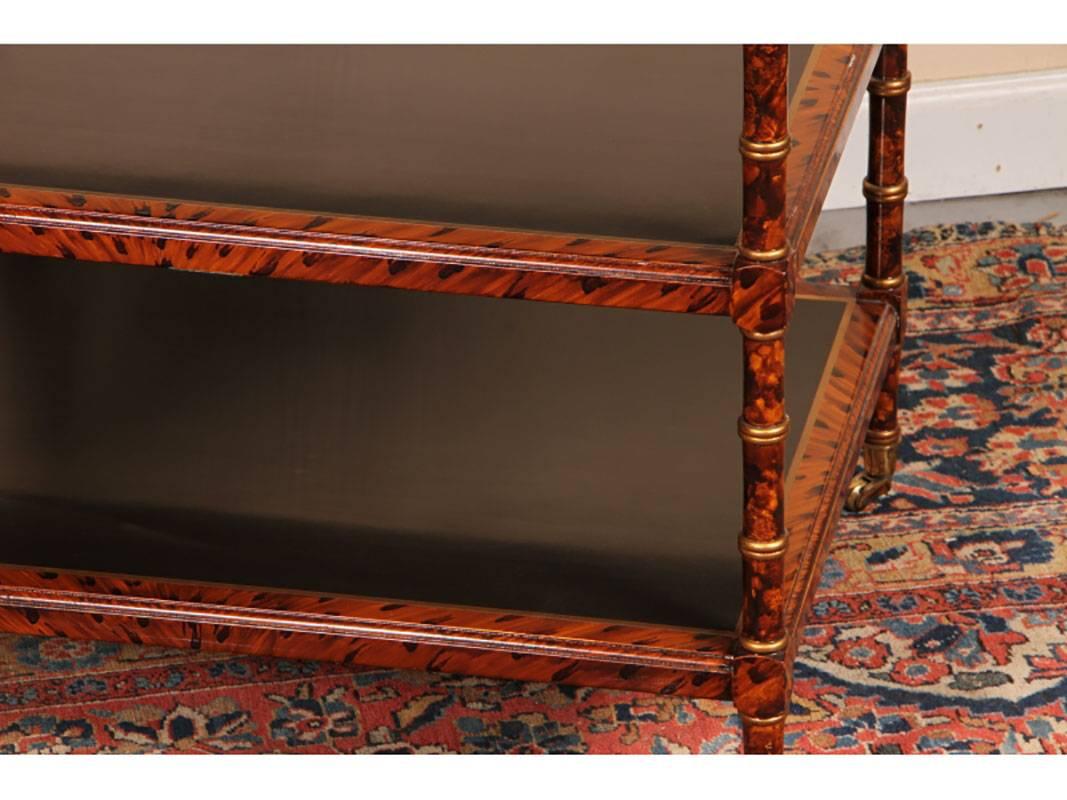 Pair of Faux Tortoise Tri Level Side Tables 1