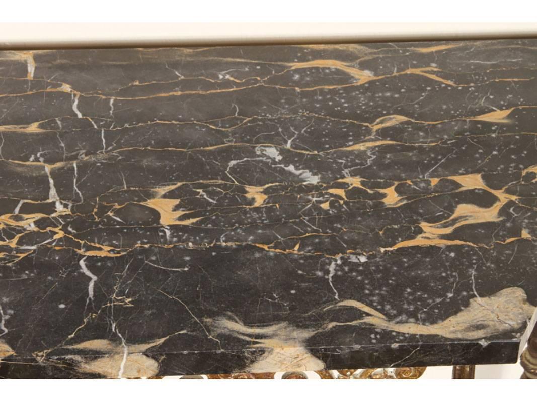 20th Century Oscar Bach Style Marble Top Console Table and Mirror