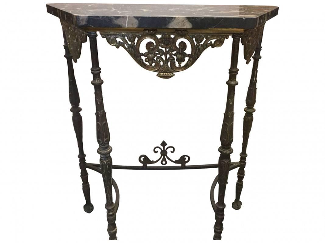 Oscar Bach Style Marble Top Console Table and Mirror 2