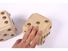 Mid-Century pair of Stone and Brass Dot Dice