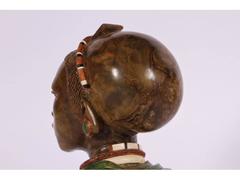 J. Mabena Signed South African Carved Stone Bust of a Chieftain