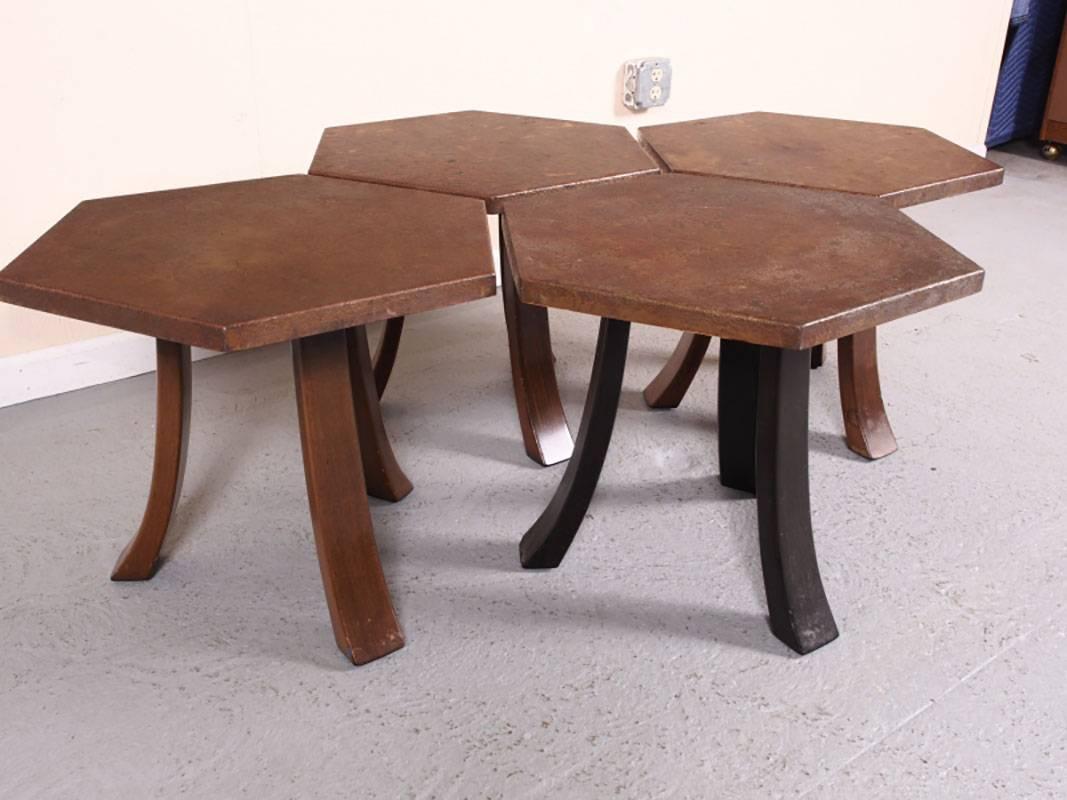 American Suite of Four Hexagonal Tables by Harvey Probber