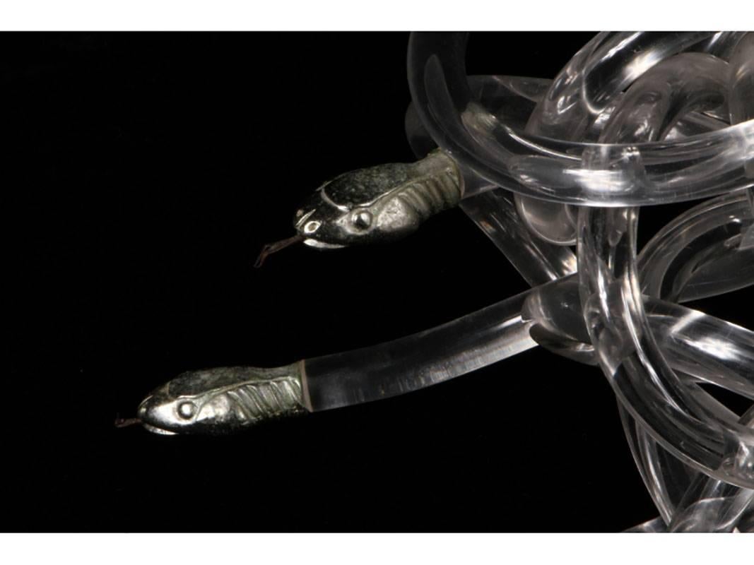 Nickel Lucite Snakes Attributed to Alessandro Albrizzi