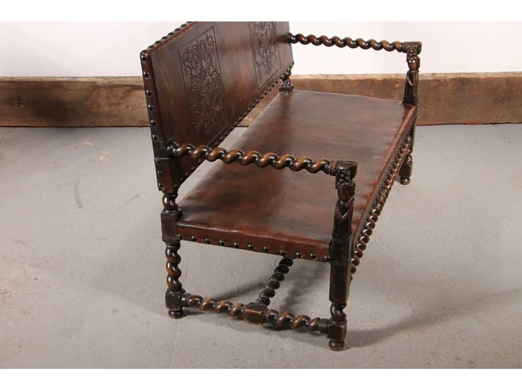 19th Century Antique Carved Jacobian Style Settee