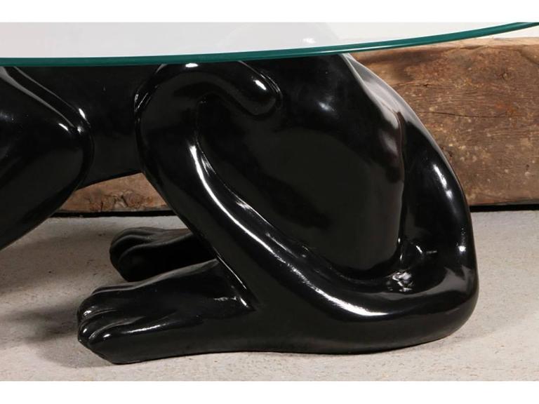 Ceramic Panther And Glass Top Cocktail Table At 1stdibs Mid Century Modern Ceramic Panther And Glass Top Cocktail Table For