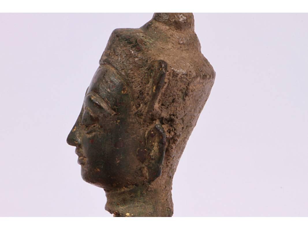 Tribal 18th Century Cambodian Bronze Head of a Diety