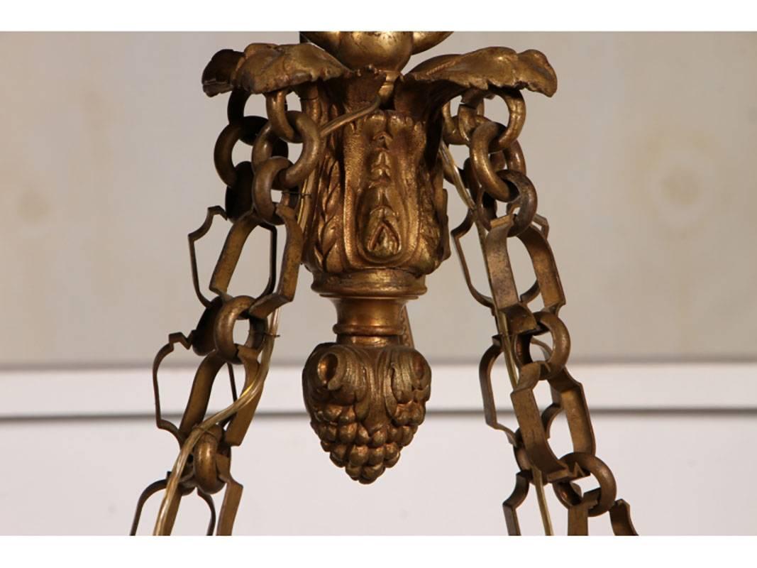 Neoclassical Antique French Gilt Bronze Chandelier