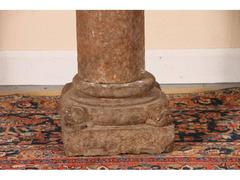 Antique Italian Romaneqsue Style Cast Stone Column Garden Planter or Font