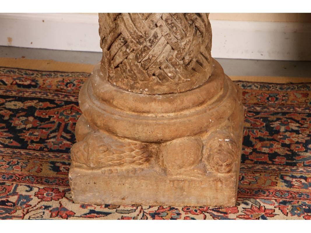 Compatible Pair of Antique Italian Finely Cast Stone Garden Planters/Fonts In Good Condition In Bridgeport, CT